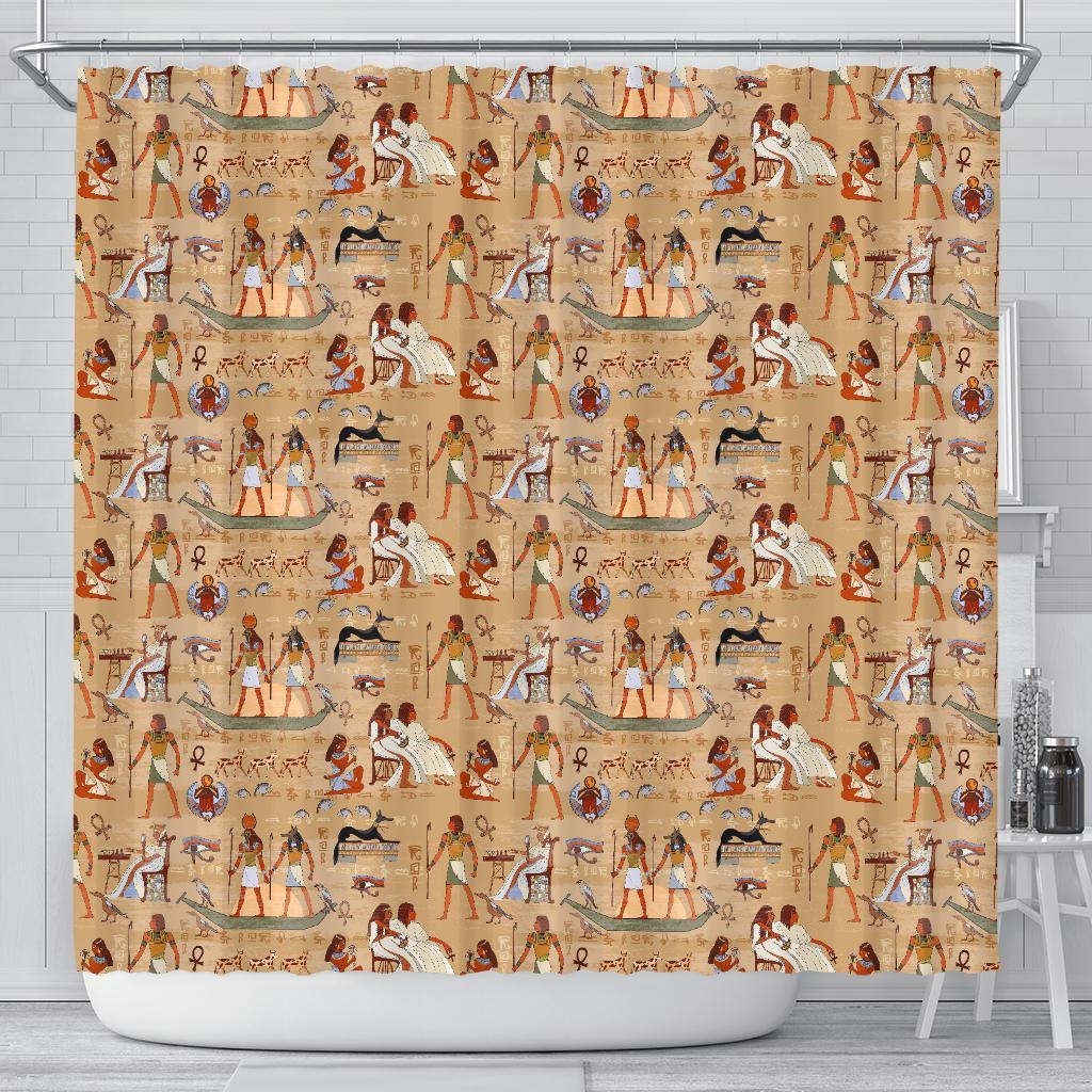 Pattern Print Egyptian Bathroom Shower Curtain-grizzshop