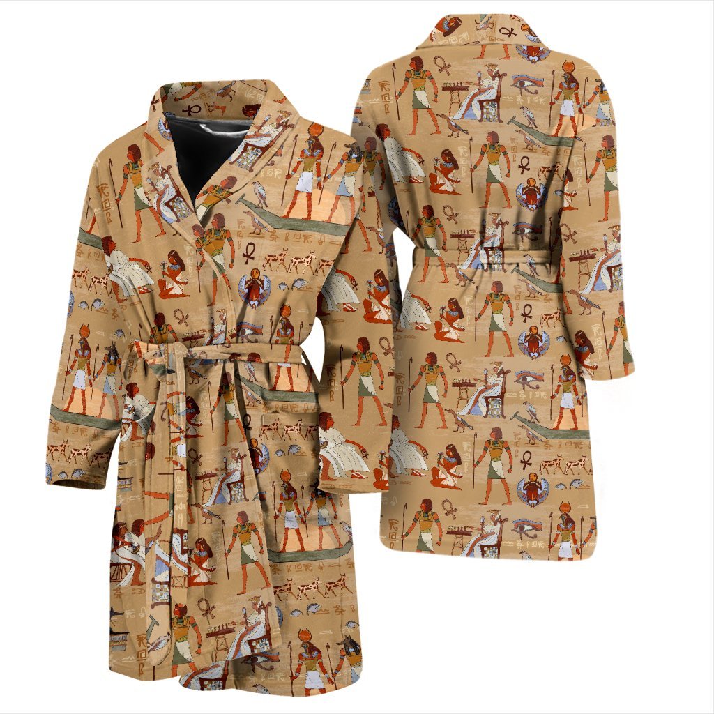Pattern Print Egyptian Men Long Robe-grizzshop