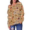 Pattern Print Egyptian Women Off Shoulder Sweatshirt-grizzshop