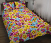 Pattern Print Emoji Bed Set Quilt-grizzshop