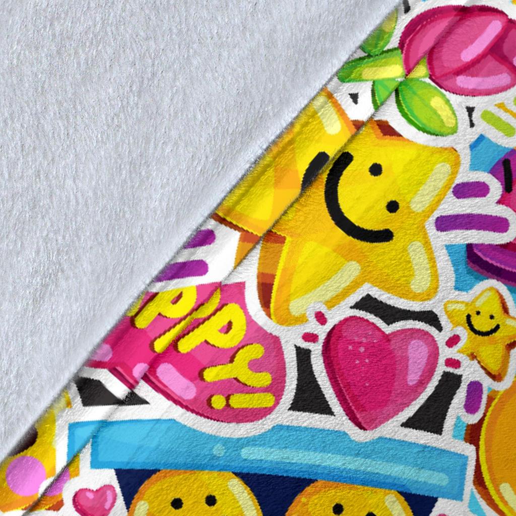 Pattern Print Emoji Blanket-grizzshop