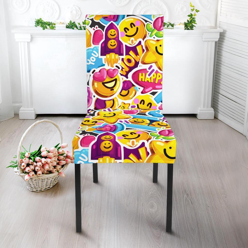 Pattern Print Emoji Chair Cover-grizzshop