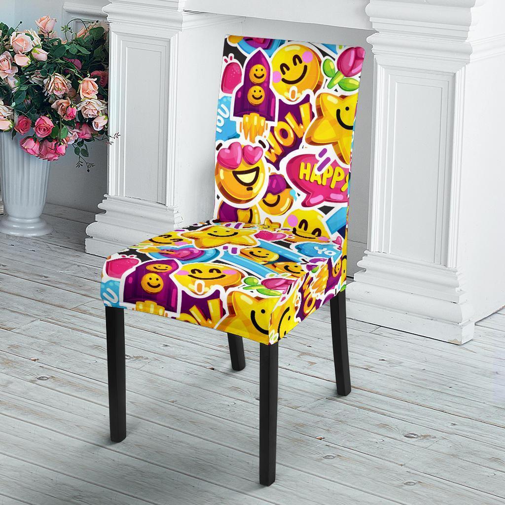 Pattern Print Emoji Chair Cover-grizzshop