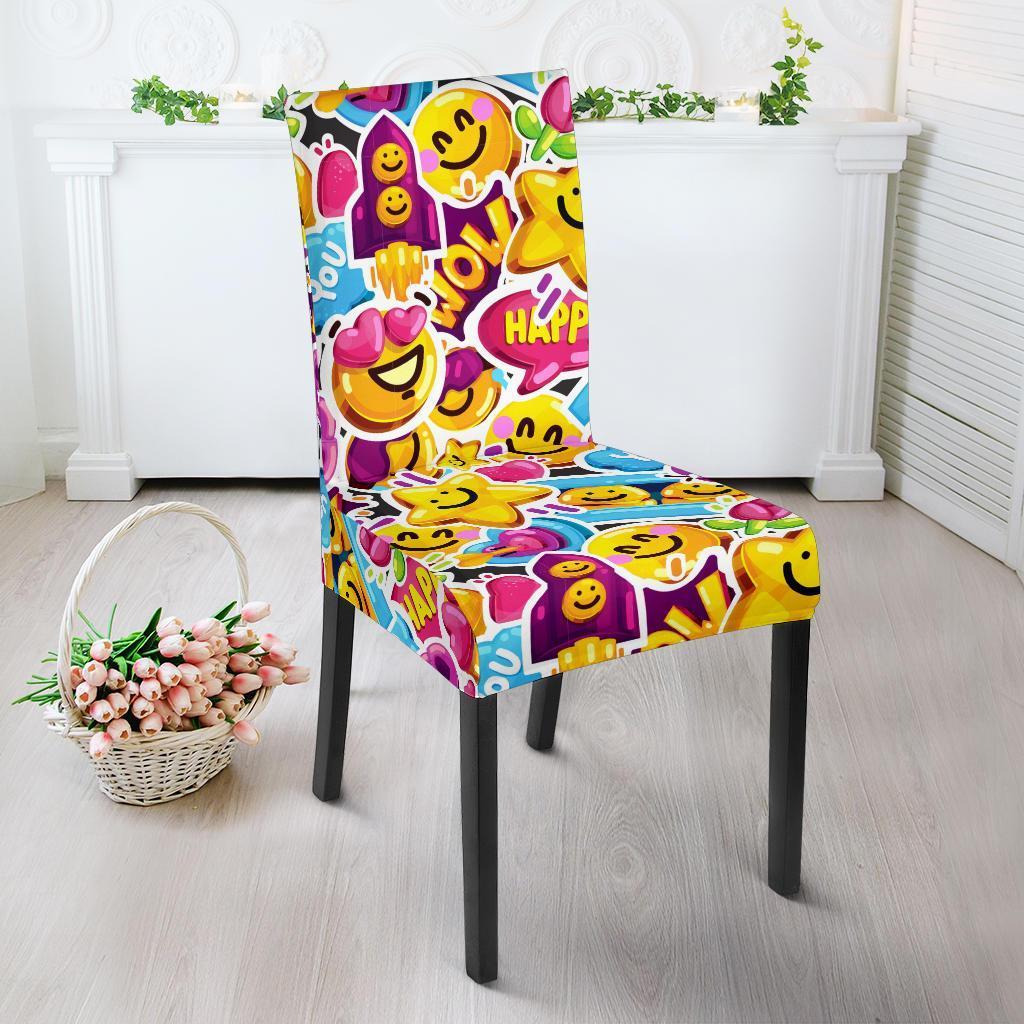 Pattern Print Emoji Chair Cover-grizzshop