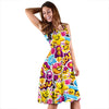 Pattern Print Emoji Dress-grizzshop