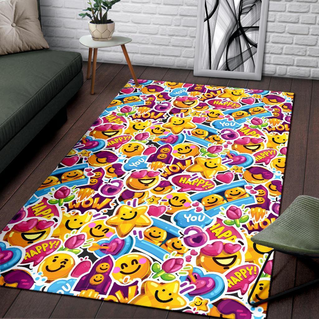 Pattern Print Emoji Floor Mat-grizzshop