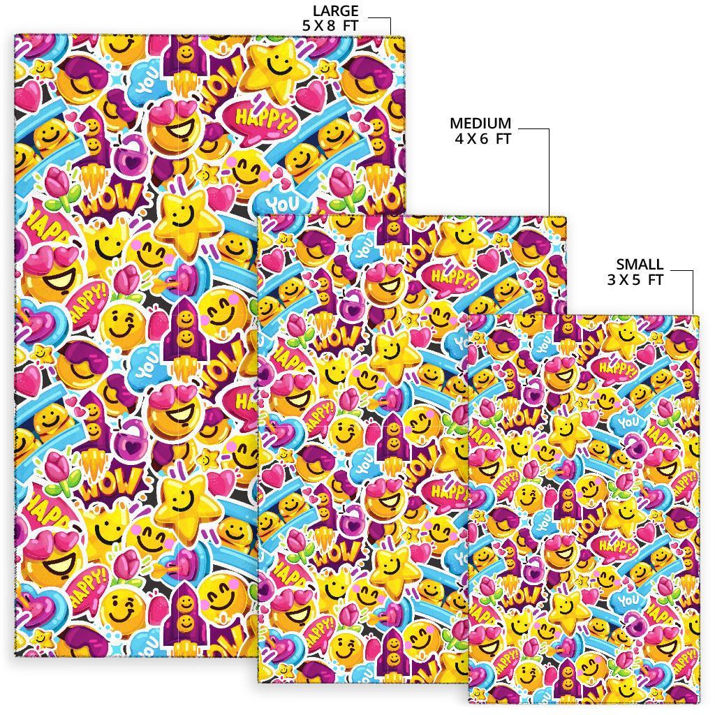 Pattern Print Emoji Floor Mat-grizzshop