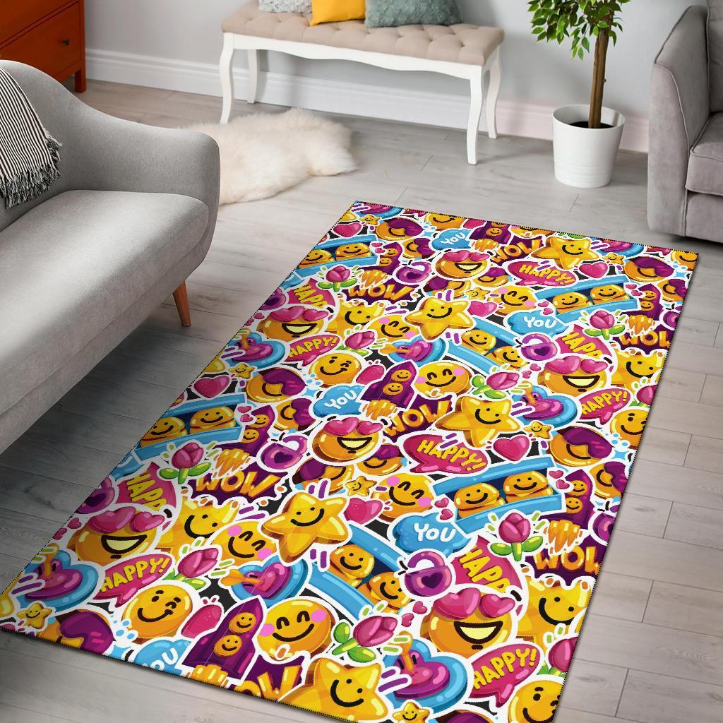 Pattern Print Emoji Floor Mat-grizzshop