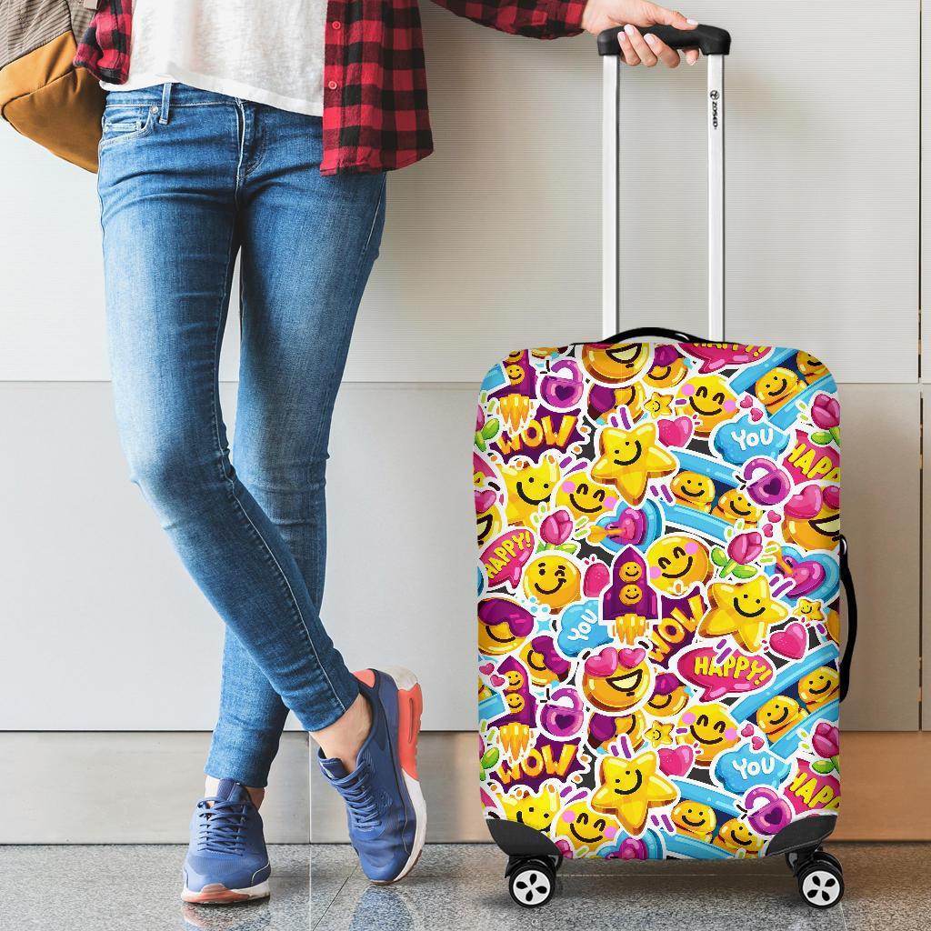 Pattern Print Emoji Luggage Cover Protector-grizzshop