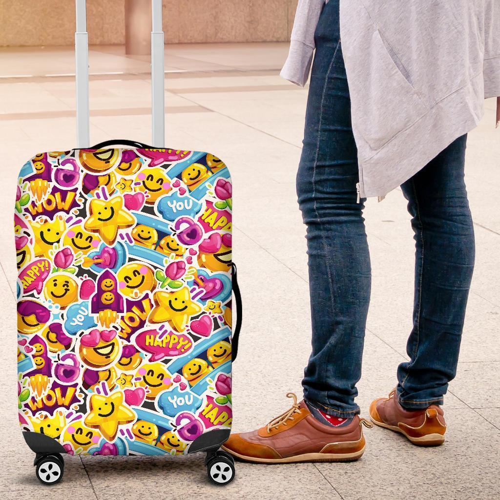 Pattern Print Emoji Luggage Cover Protector-grizzshop