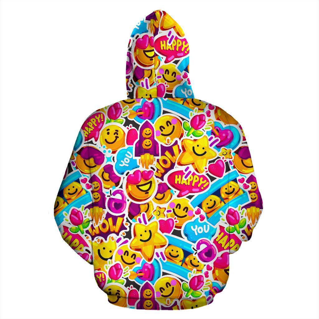 Pattern Print Emoji Men Women Pullover Hoodie-grizzshop