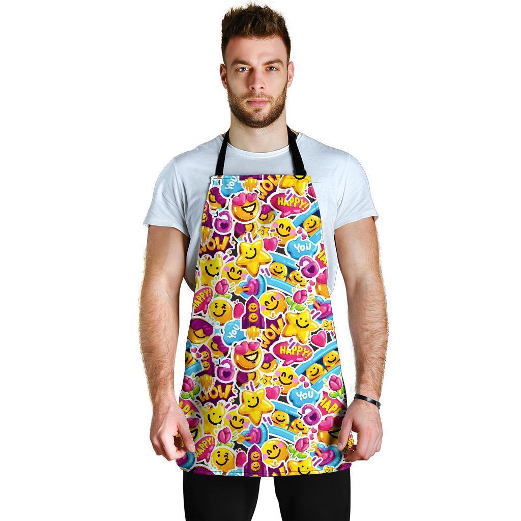 Pattern Print Emoji Men's Apron-grizzshop