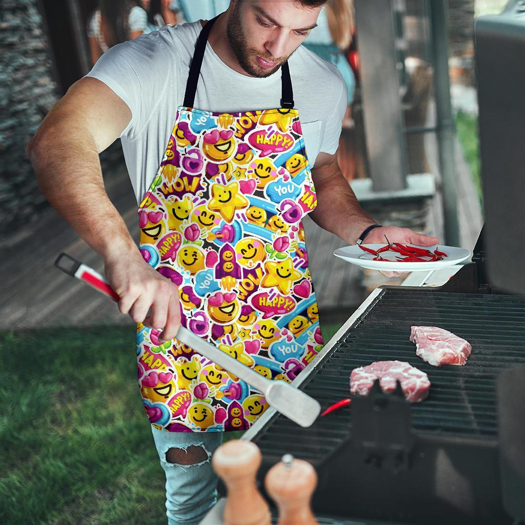 Pattern Print Emoji Men's Apron-grizzshop