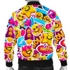 Pattern Print Emoji Men's Bomber Jacket-grizzshop