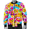 Pattern Print Emoji Men's Bomber Jacket-grizzshop