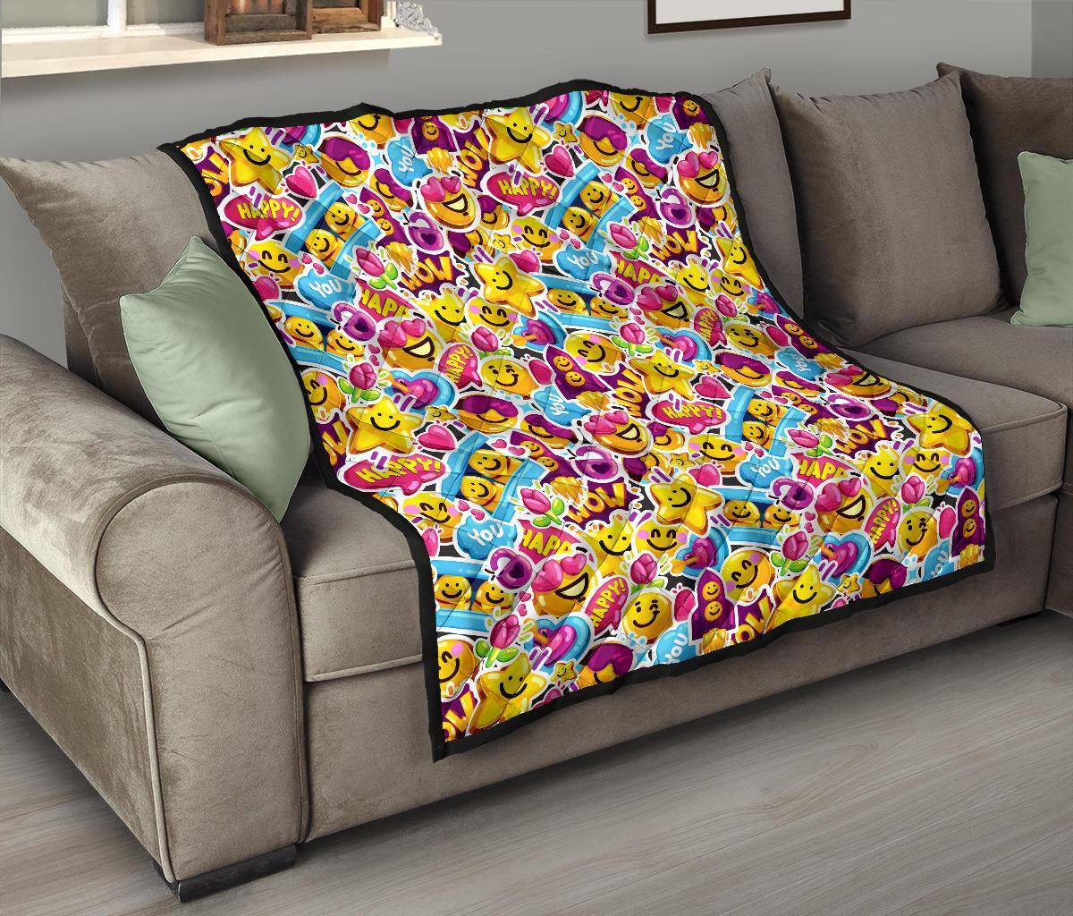 Pattern Print Emoji Quilt-grizzshop