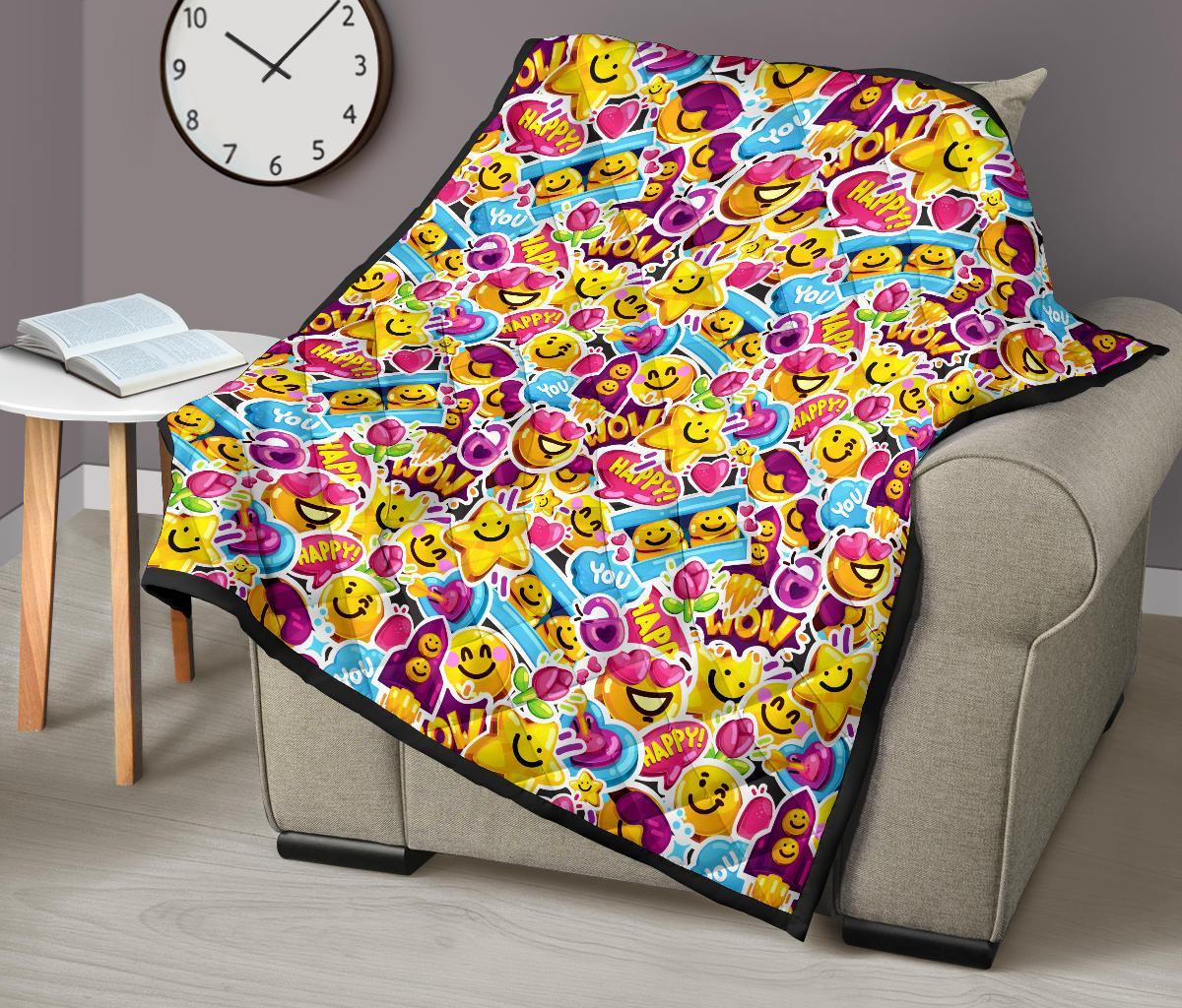 Pattern Print Emoji Quilt-grizzshop