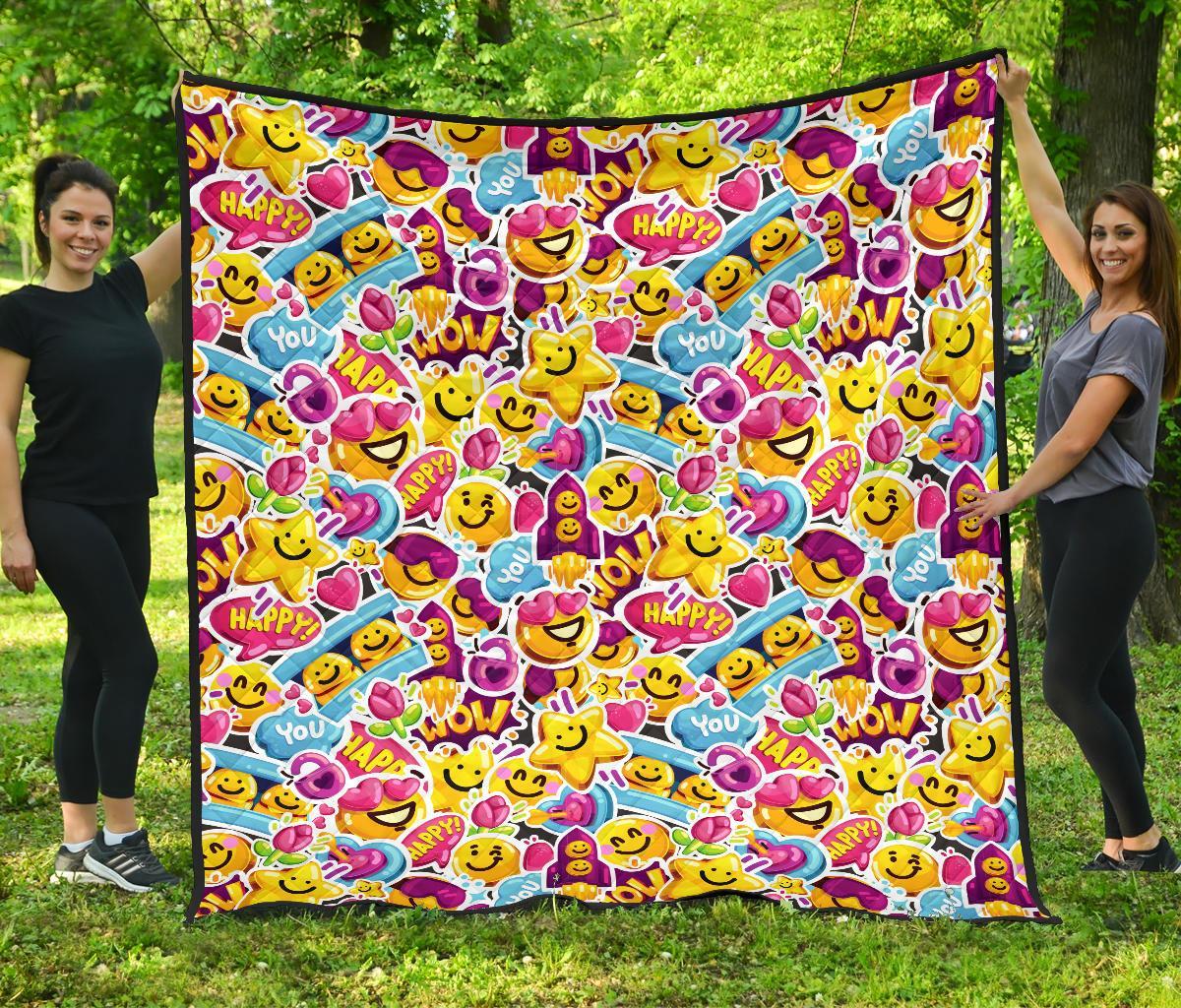 Pattern Print Emoji Quilt-grizzshop