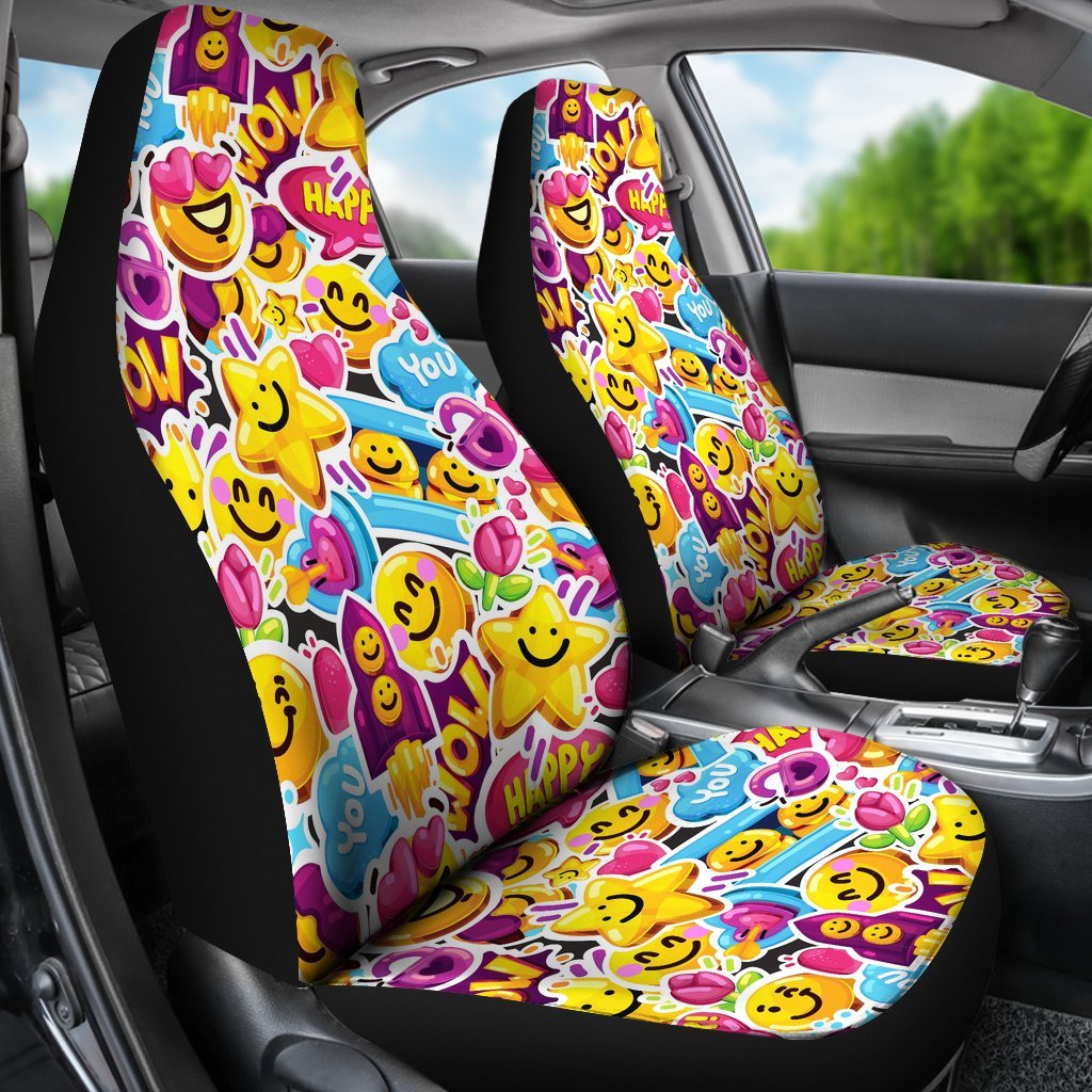 Pattern Print Emoji Universal Fit Car Seat Covers-grizzshop