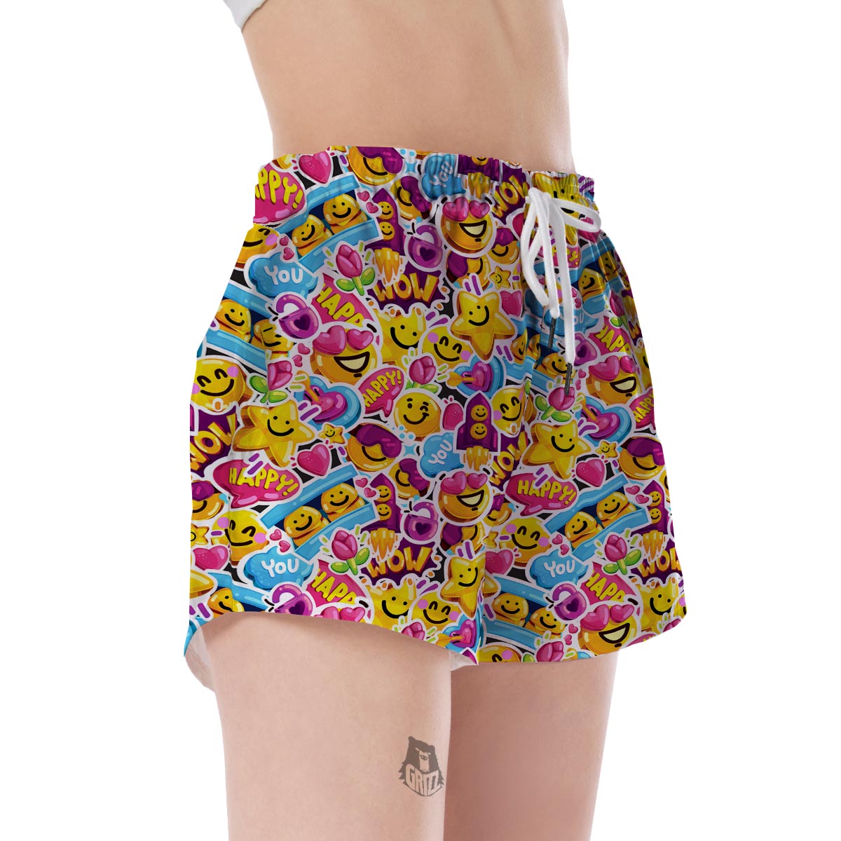 Pattern Print Emoji Women's Shorts-grizzshop