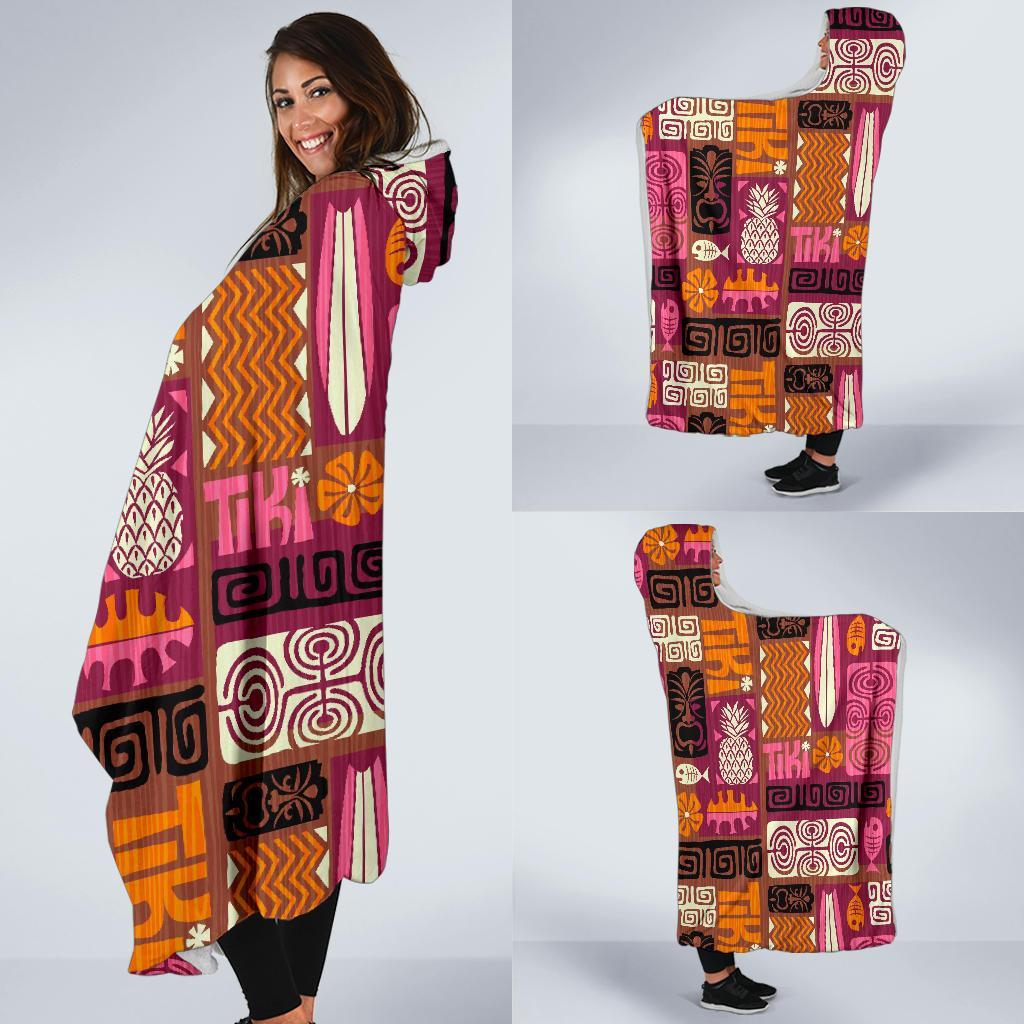 Pattern Print Ethnic Hooded Blanket-grizzshop