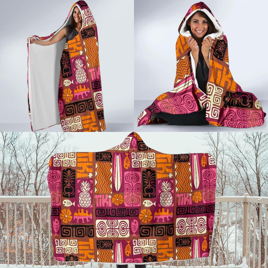 Pattern Print Ethnic Hooded Blanket-grizzshop