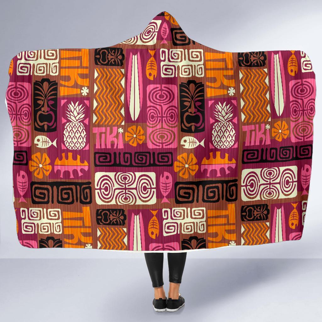 Pattern Print Ethnic Hooded Blanket-grizzshop