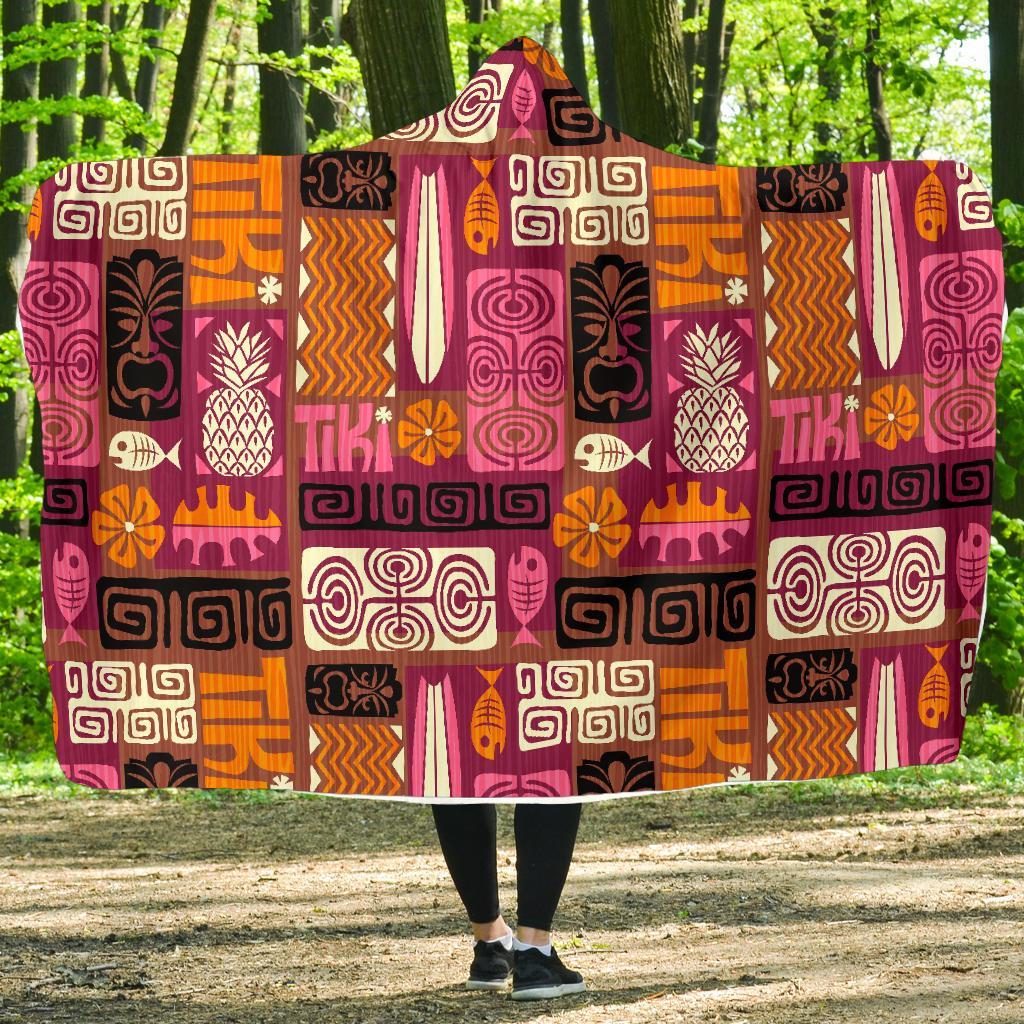 Pattern Print Ethnic Hooded Blanket-grizzshop