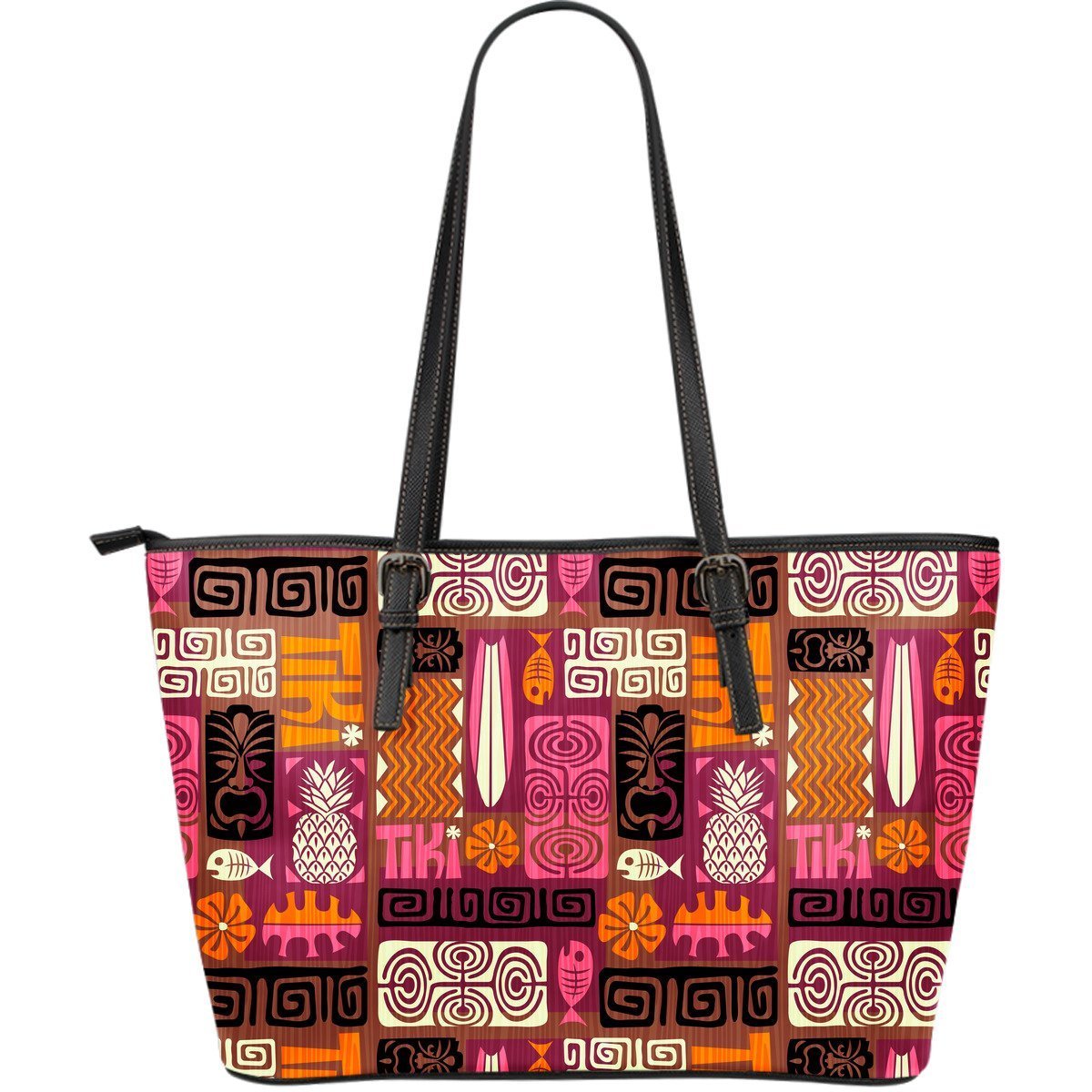 Pattern Print Ethnic Leather Tote Bag-grizzshop