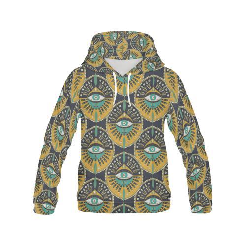 Pattern Print Evil Eye Men Pullover Hoodie-grizzshop