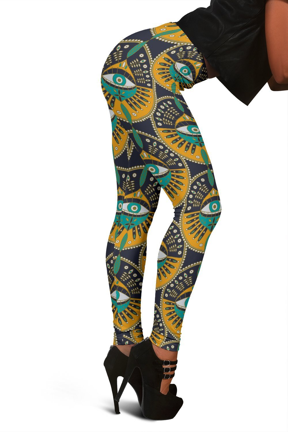 Pattern Print Evil Eye Women Leggings-grizzshop