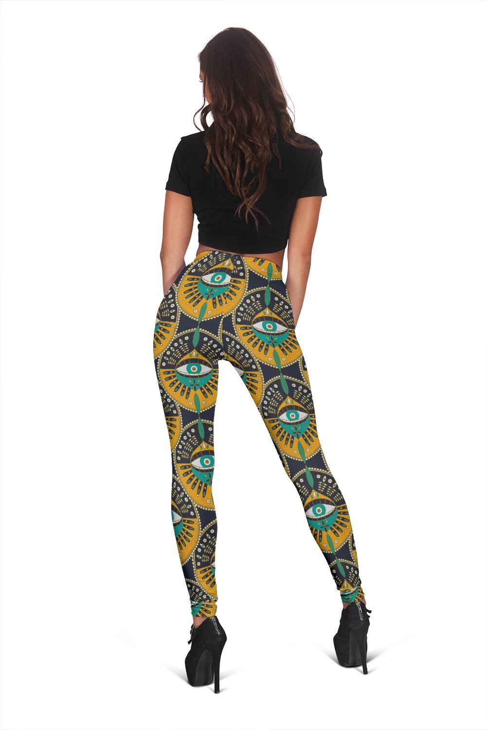 Pattern Print Evil Eye Women Leggings-grizzshop