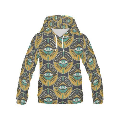 Pattern Print Evil Eye Women Pullover Hoodie-grizzshop