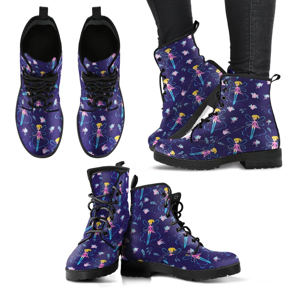 Pattern Print Fairy Men Women Leather Boots-grizzshop