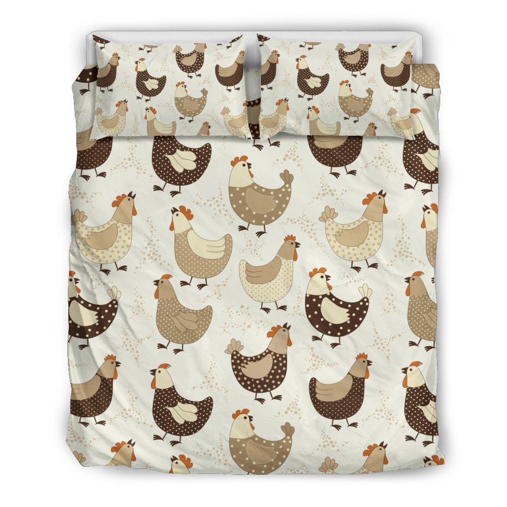 Pattern Print Farm Chicken Hen Duvet Cover Bedding Set-grizzshop