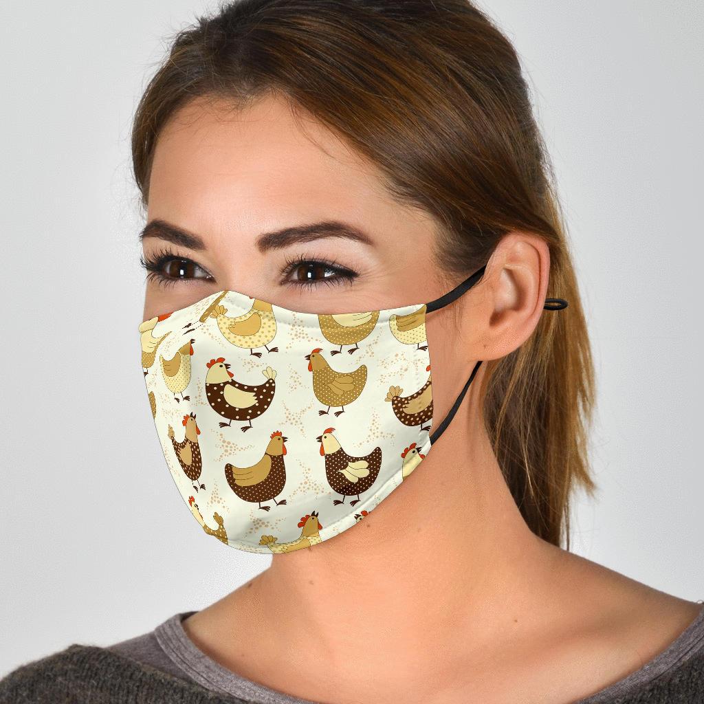 Pattern Print Farm Chicken Hen Face Mask-grizzshop