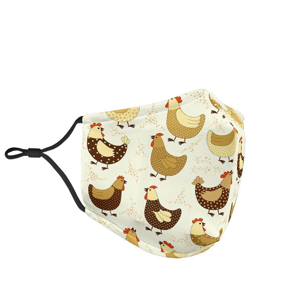 Pattern Print Farm Chicken Hen Face Mask-grizzshop