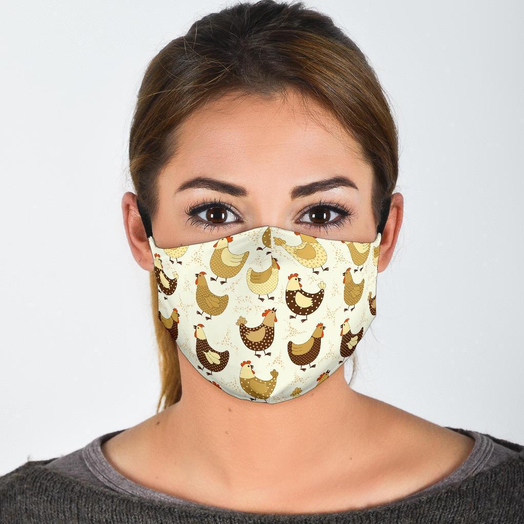 Pattern Print Farm Chicken Hen Face Mask-grizzshop