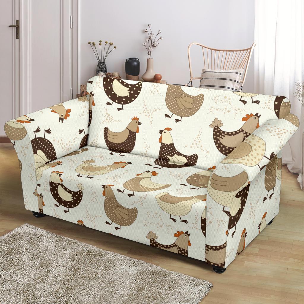 Pattern Print Farm Chicken Hen Loveseat Cover-grizzshop