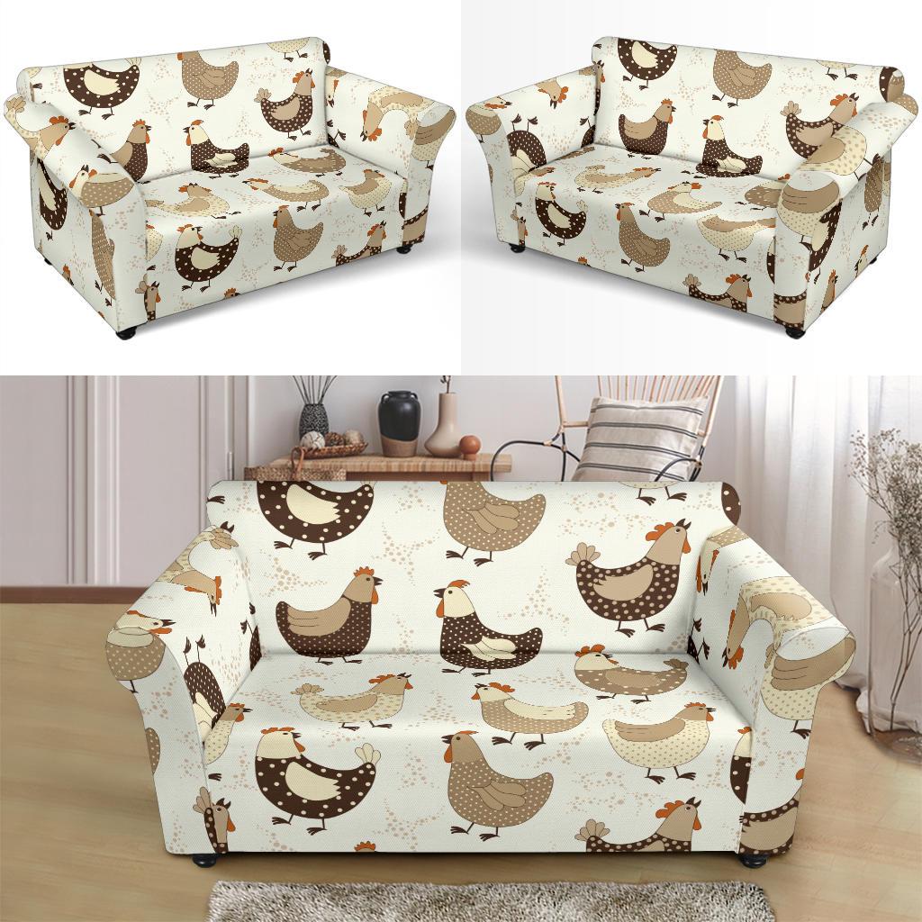 Pattern Print Farm Chicken Hen Loveseat Cover-grizzshop