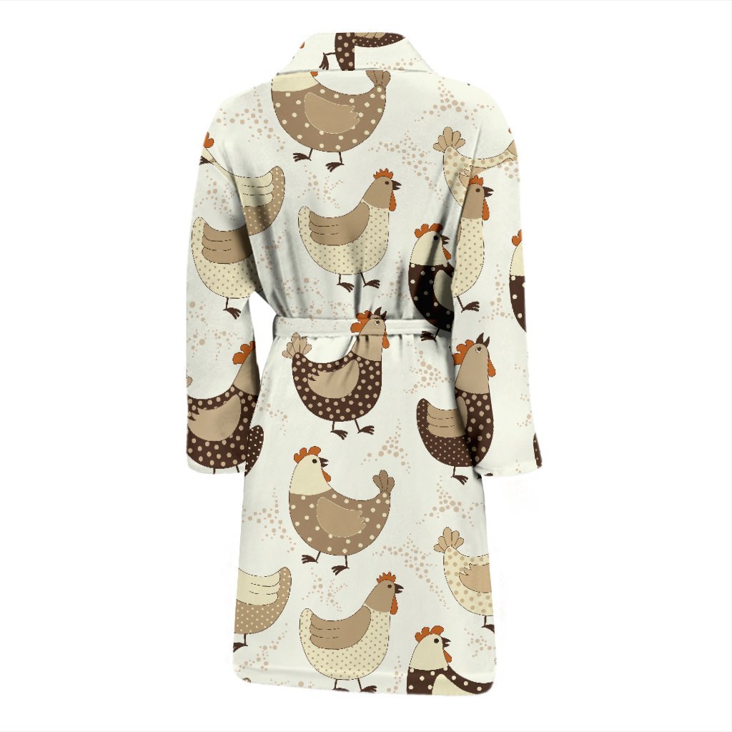 Pattern Print Farm Chicken Hen Men Long Robe-grizzshop