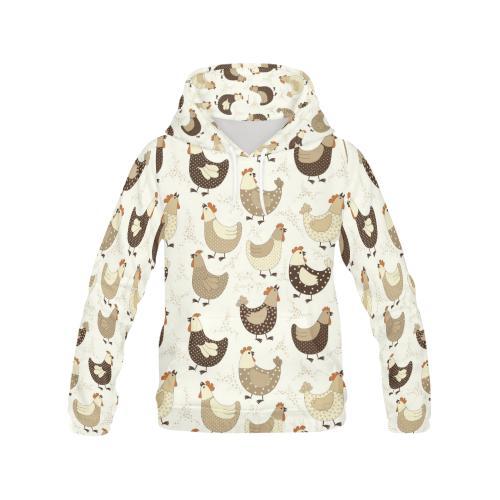 Pattern Print Farm Chicken Hen Men Pullover Hoodie-grizzshop