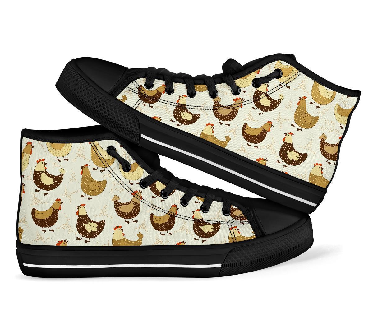 Pattern Print Farm Chicken Hen Men Women's High Top Shoes-grizzshop