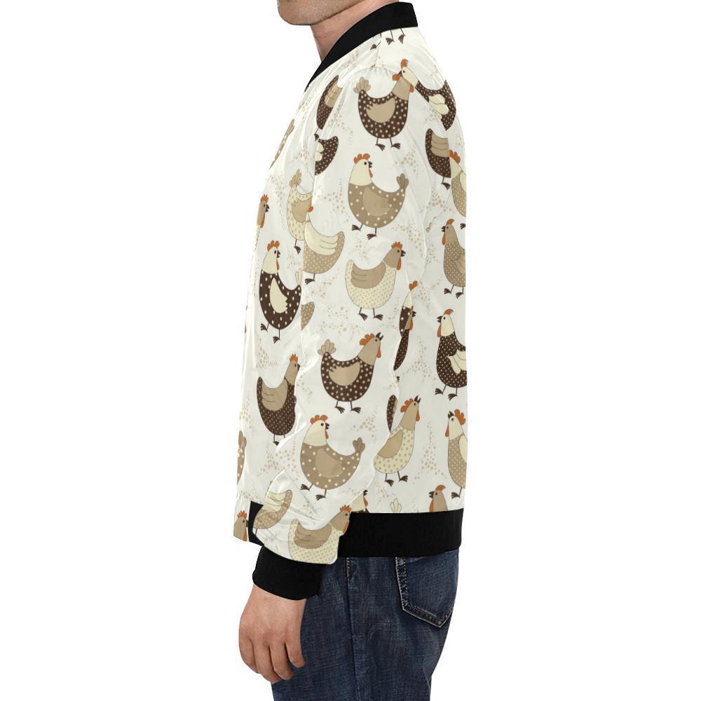 Pattern Print Farm Chicken Hen Men's Bomber Jacket-grizzshop