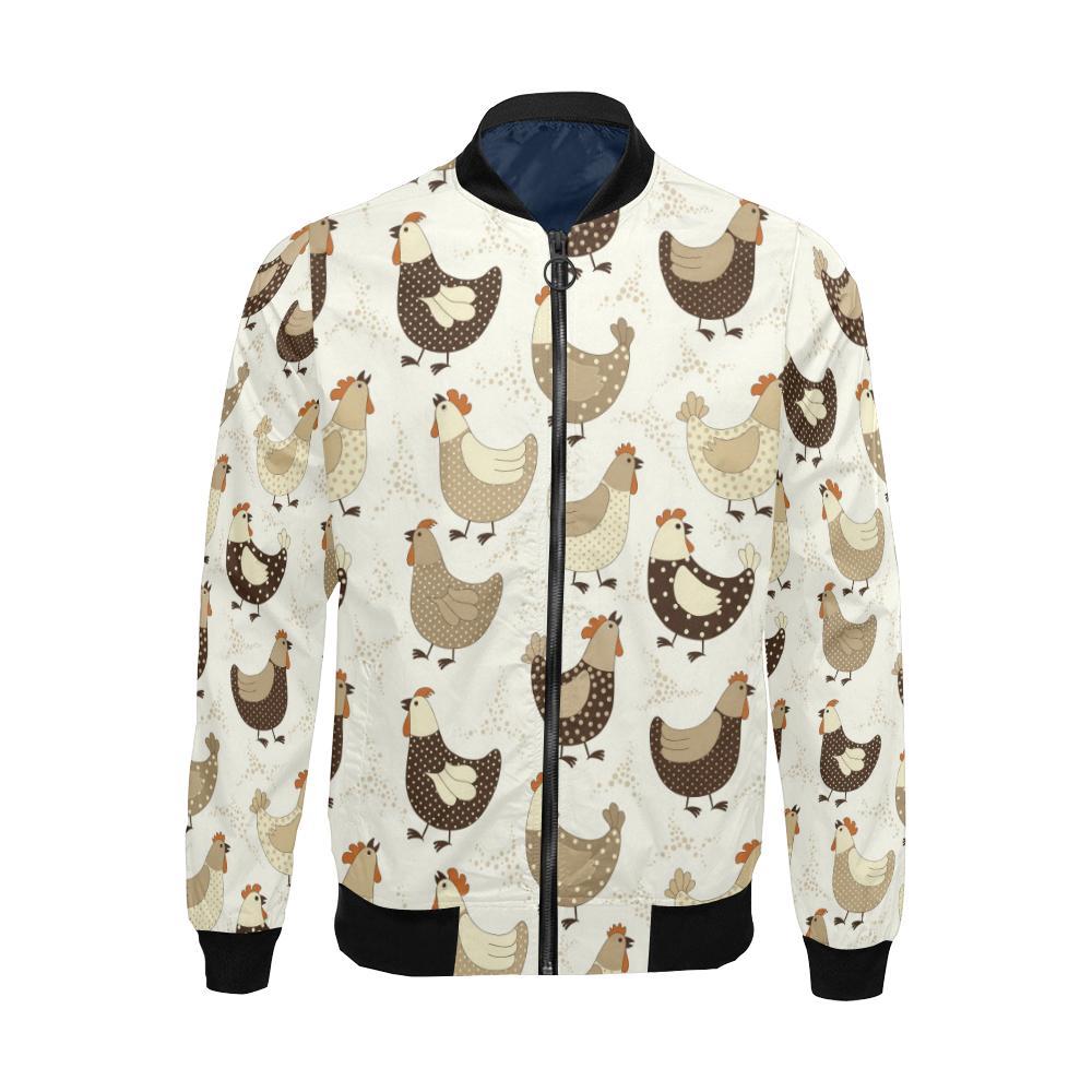 Pattern Print Farm Chicken Hen Men's Bomber Jacket-grizzshop