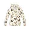 Pattern Print Farm Chicken Hen Women Pullover Hoodie-grizzshop