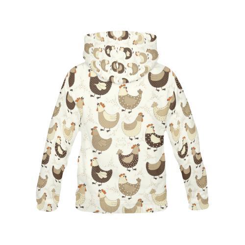 Pattern Print Farm Chicken Hen Women Pullover Hoodie-grizzshop