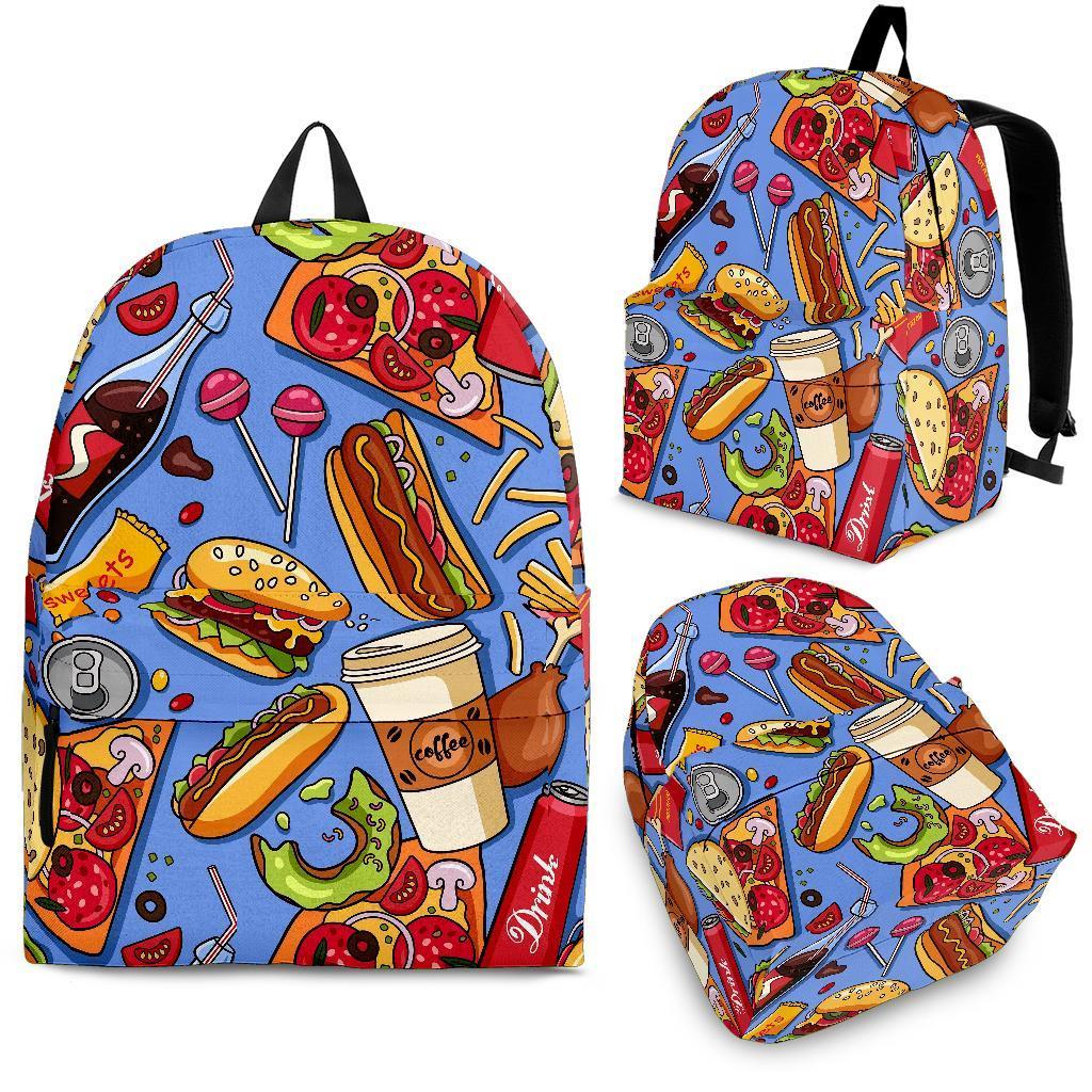 Pattern Print Fastfood Backpack-grizzshop