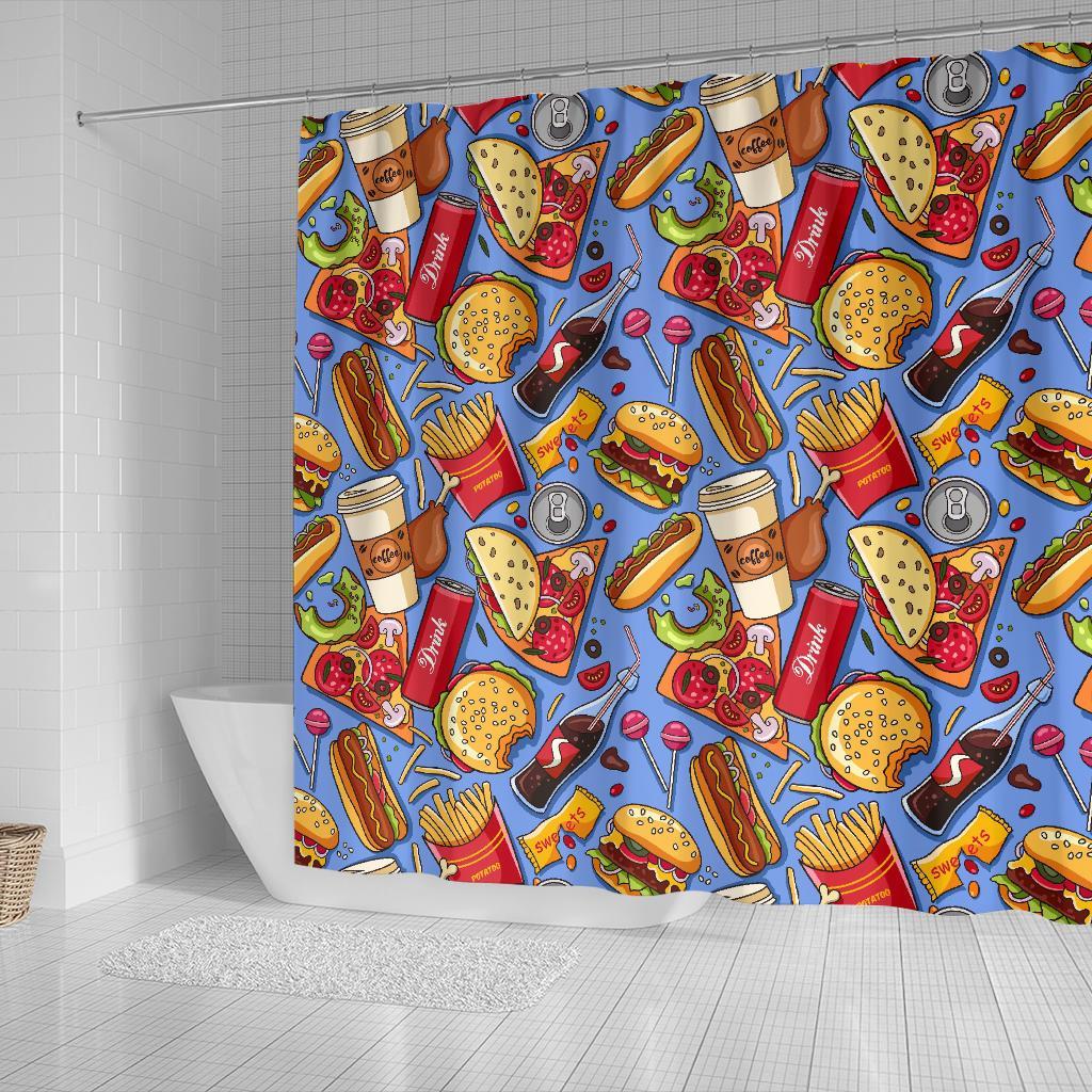 Pattern Print Fastfood Bathroom Shower Curtain-grizzshop