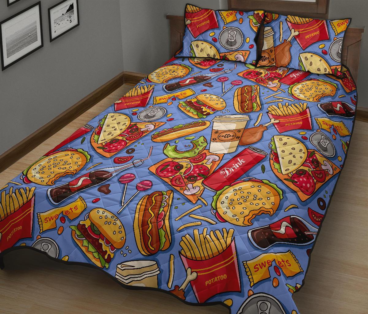 Pattern Print Fastfood Bed Set Quilt-grizzshop